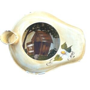 VTG Hand‎ Painting Bed Pan Outhouse Unusual Art Floral Gift Humor Oklahoma Art